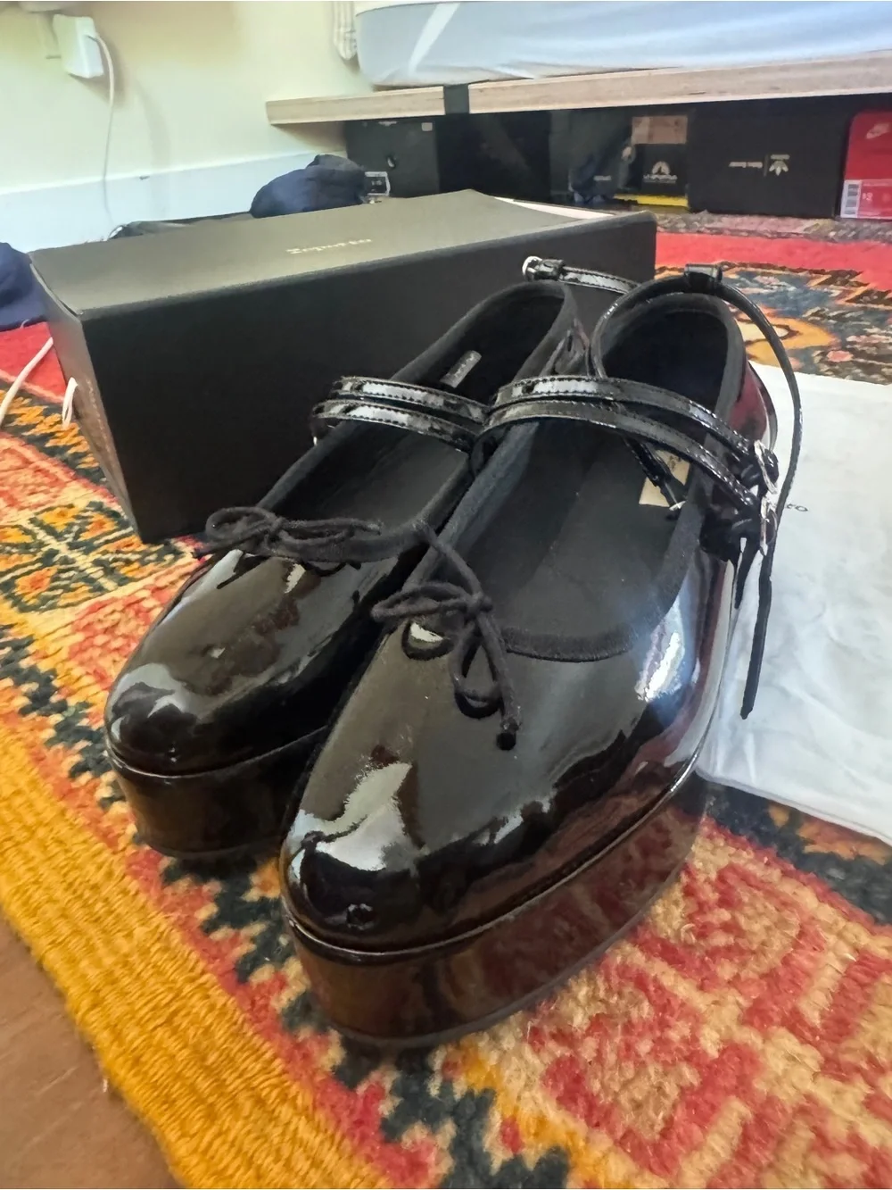 Repetto Black Patent Mary Jane Platform Shoes - Women's